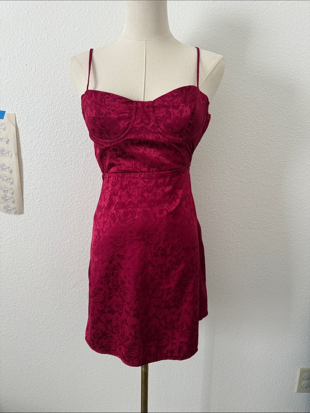 Princess Polly Floral Jacquard Slip Dress with Spaghetti Straps Size 0